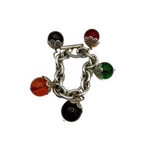 Vintage Bakelite Confetti Bead Bracelet Gilded Aluminum Prystal Bakelite